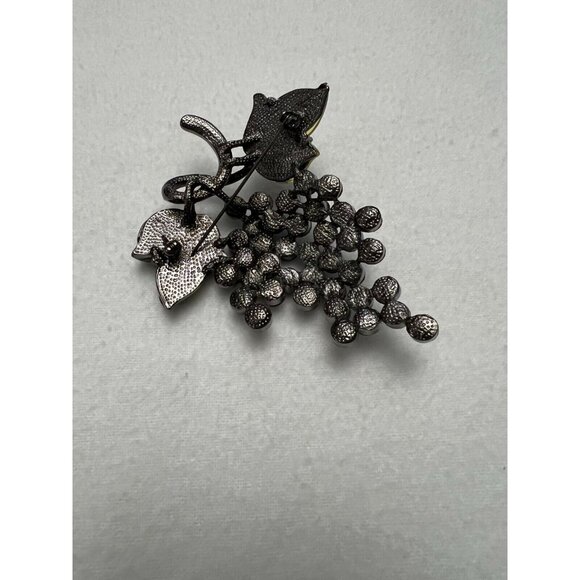 Womens Crystal Grapes Brooch Pin Dark Green Purple Pin Clothing Accessories 3" - Picture 3 of 3